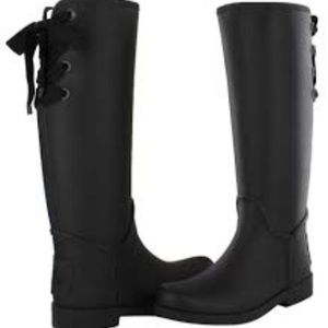 Coach Tristee Matte Black Corset Rain Boots